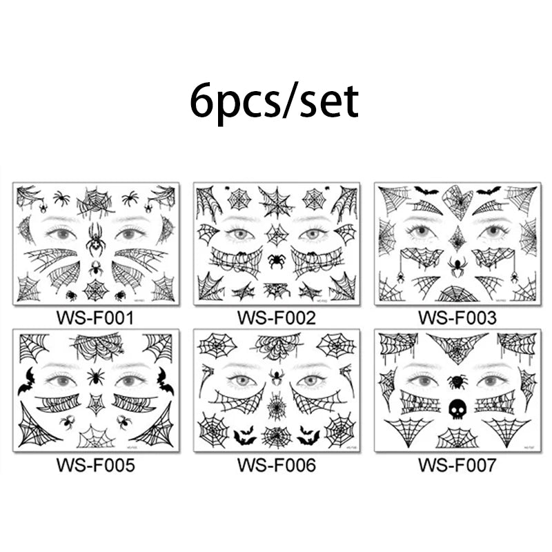 Day of the Dead Halloween Tattoos Stickers Temporary Bloodstain Wound Costume Party Festival Celebration Make Up Arm Face Tattoo