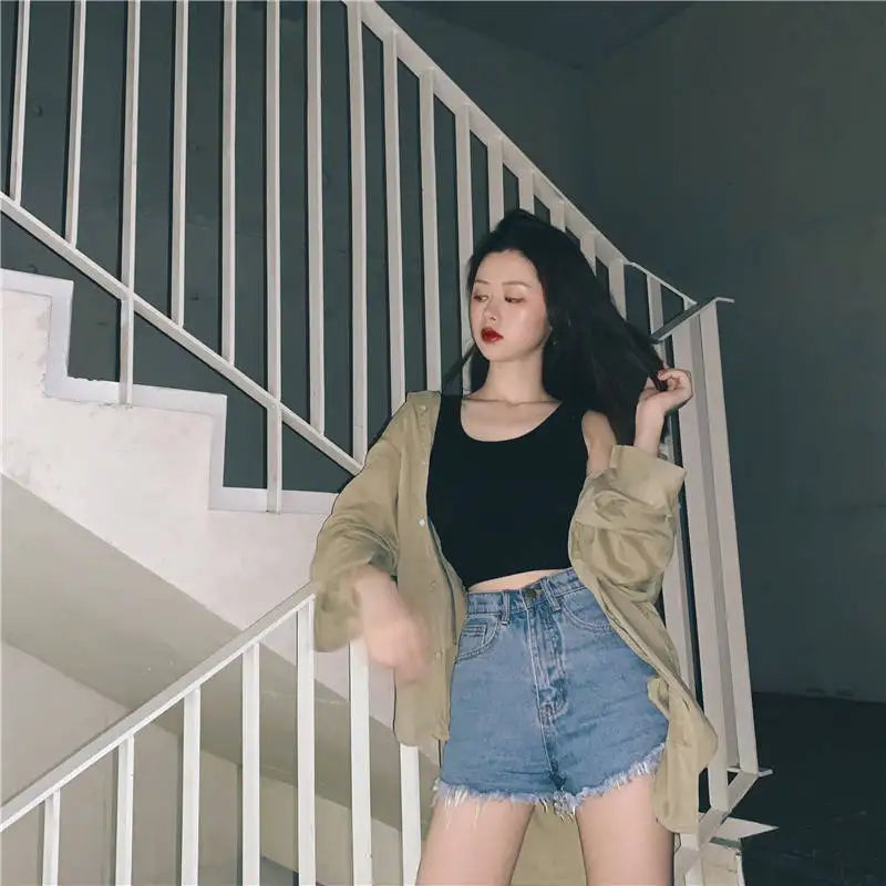 Summer Crop Sexy Tops Women 2022 Women Y2k Aesthetic Clothes Sleeveless Short Vests White Black Grey Korean Harajuku Tank Top