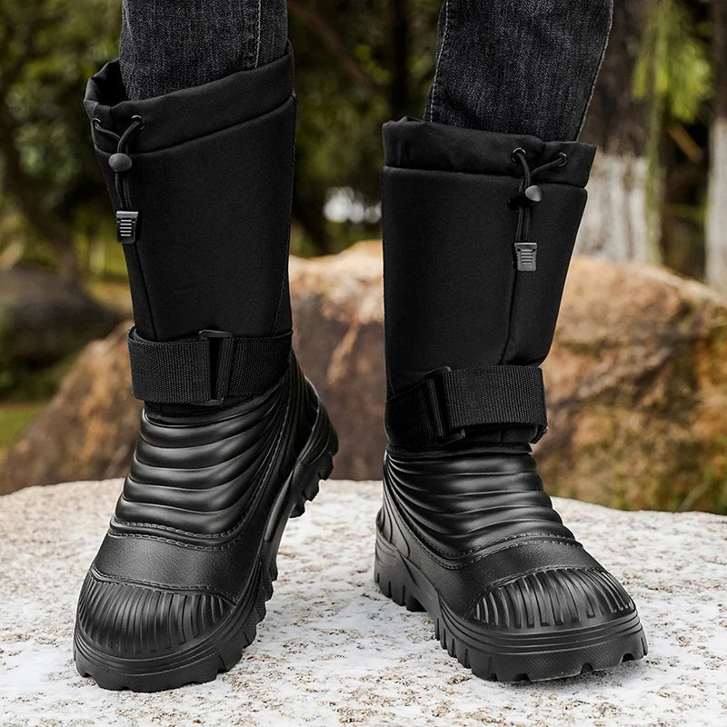 Men's New Snow Boots for Autumn and Winter, Fleece-Lined and Thickened, Cold-Proof, Outdoor Warm, Waterproof, Anti-Skiing, Hiking