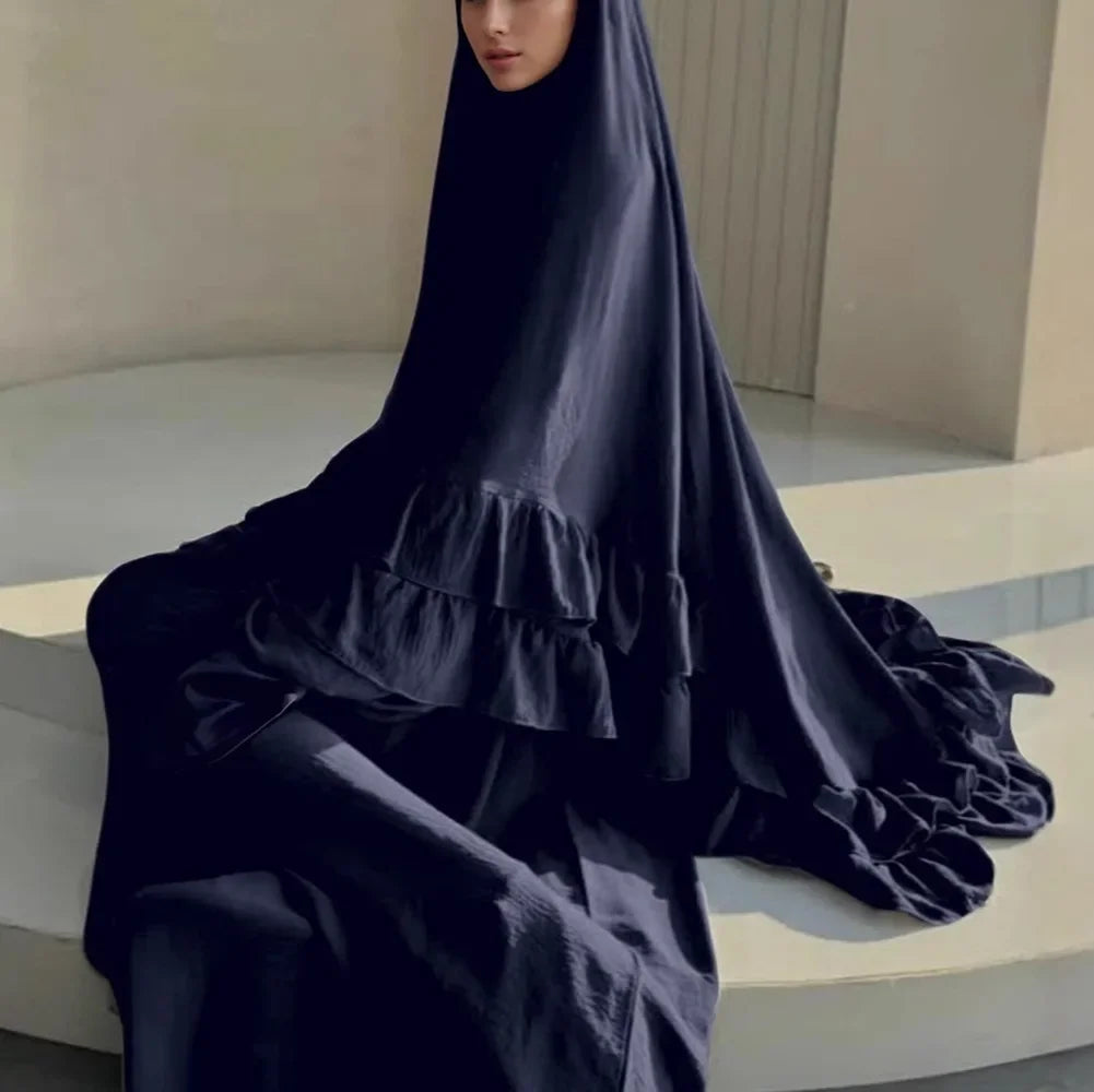 Muslim Dresses Hijab 2 Piece Sets Women Prayer Garment Modest Abayas Headscarf Ramadan Kaftan Islam Vestidos Arab Long Robe Suit