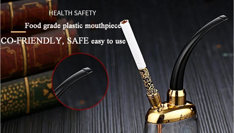 New Gold Shisha Shaped Hookah Water Pipe Smoking With Handmade Smoking Accessories Pipe Shisha Hookah Bicirculation Filter