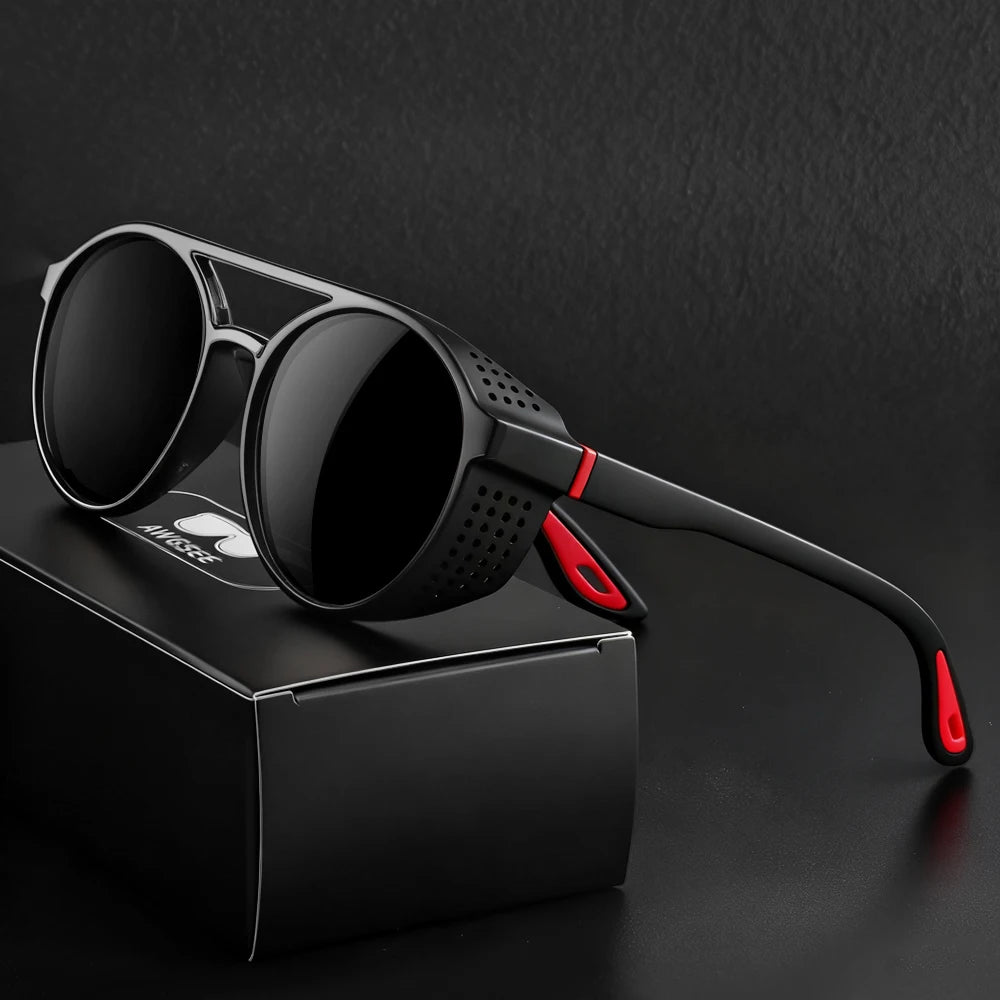 Round Polarized Sunglasses Steampunk Sun Glasses Sports Running Glasses for Fishing Driving for Men Women