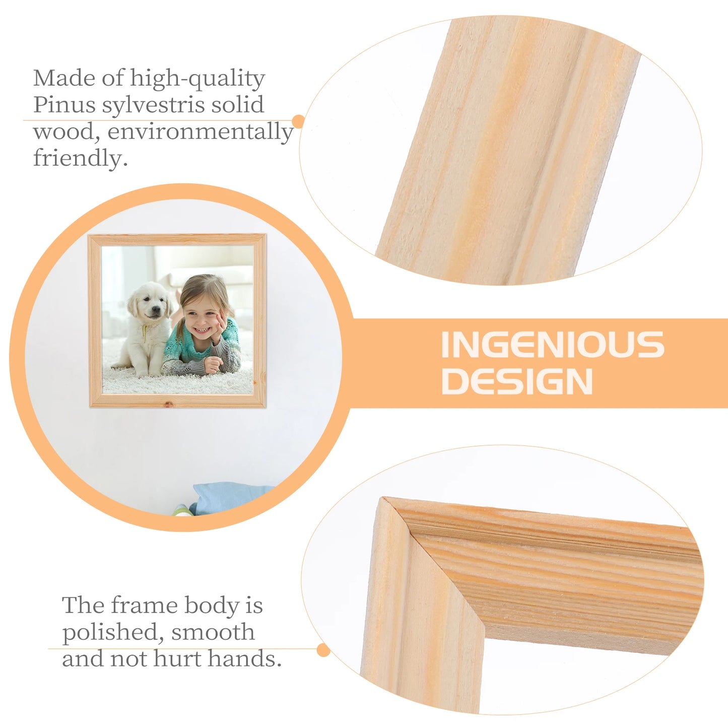 5Pcs 30X30CM Smooth Natural Pine Wood Empty Frames For Home Decor Diy Picture Frame Mounting Painting Wall Art Display Frame Set