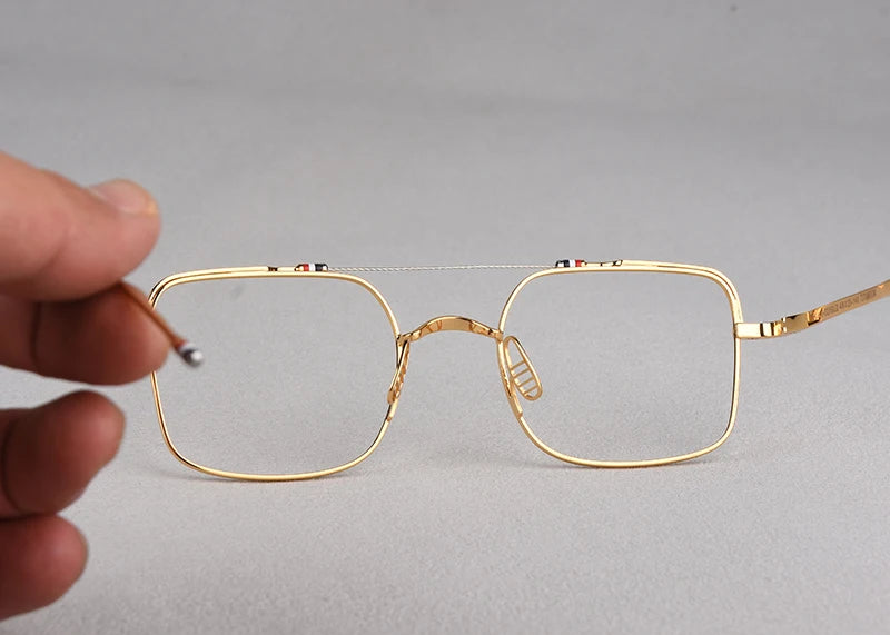 Double-beam Square Spectacle Frame TB909 Pilot Women's Glasses Frames Pure Titanium Eyeglass Frames Men's Glasses Frames Fashion