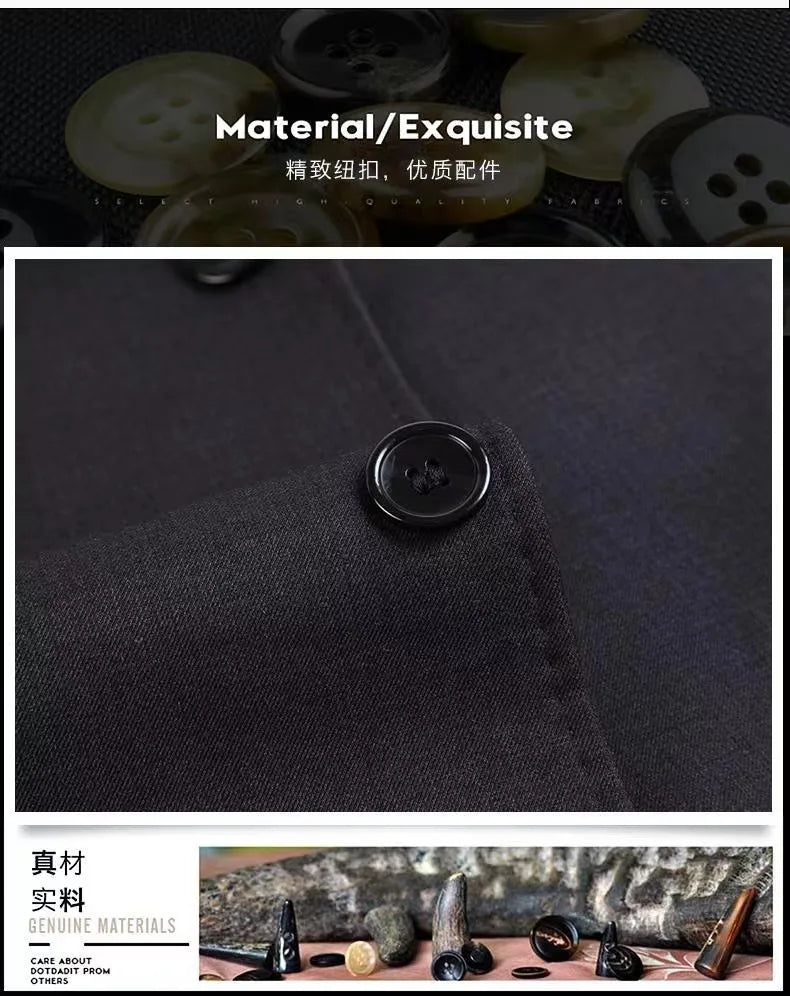 2025 New Wool Trench Coat in The Long High-end Handsome Men Lapel Large Size Spring and Autumn Old Dad Business Coat  M-4XL