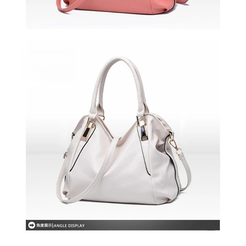 Ladies' leather bag, soft leather, mother's bag, simple middle-aged women's bag, large capacity handbag, crossbody bucket bag