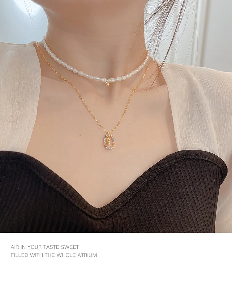 925 Sterling Silver Gold Letters A - Z Initial M S C K Alphabet Pendente Long Chain Necklace Say My Name Fine Jewelry