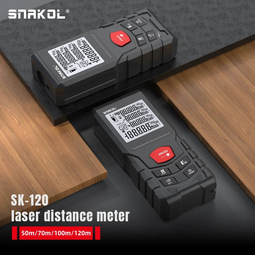 Snakol Digital Laser Distance Meter Rangefinder 50m/70m/100m/120m - Trena Roulette Ruler Tape for Measurement