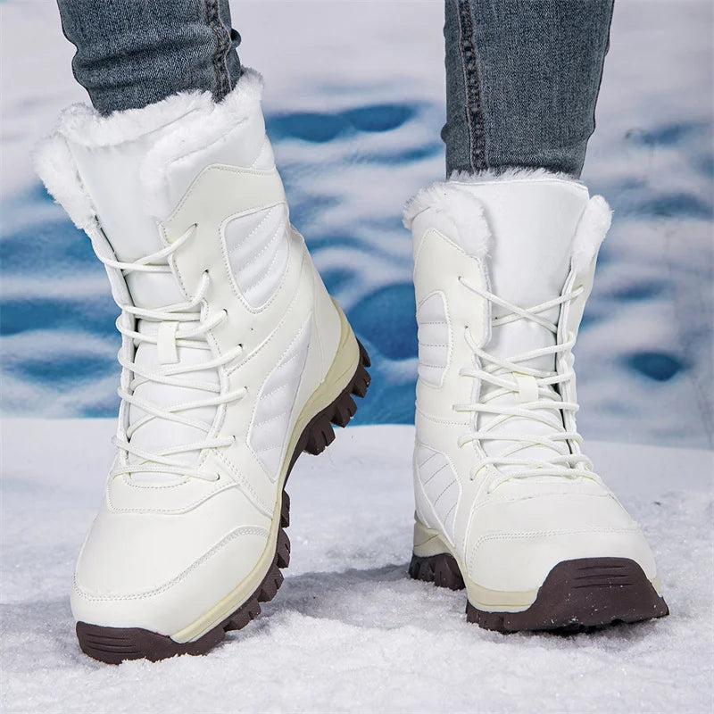 Men's Snow Boots for Men Casual Winter Shoes Platform Non-slip Warm Fur Ankle Boots Plush Combat Outdoor Hiking Motorcycle Boots