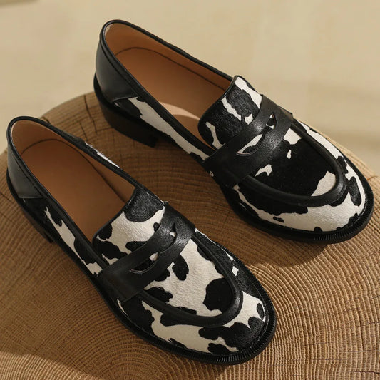 Women's horsehair round toe slip-on flats loafers leisure soft comfortable casual moccasins female high quality daily shoes sale