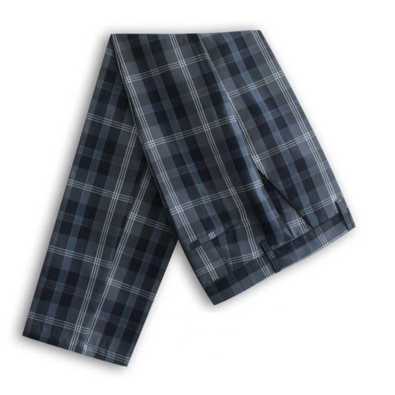Men's Plaid Dress Pants, Slim Fit, Front Suit Pant, Chino Pants, Business Trousers, Work, School Uniform, Checkered Pant