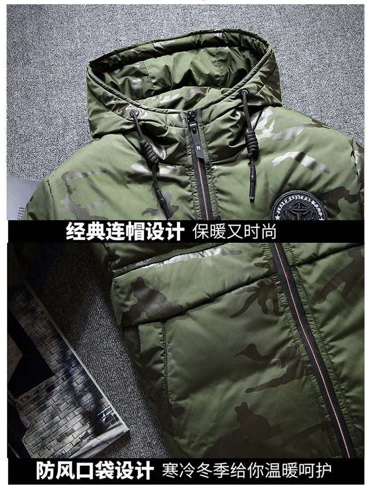 Men's Winter Warm White Duck Down Jackets Men Outwear Thick Snow Parkas Hooded Coat Male Casual Thermal Windproof Down Jacket