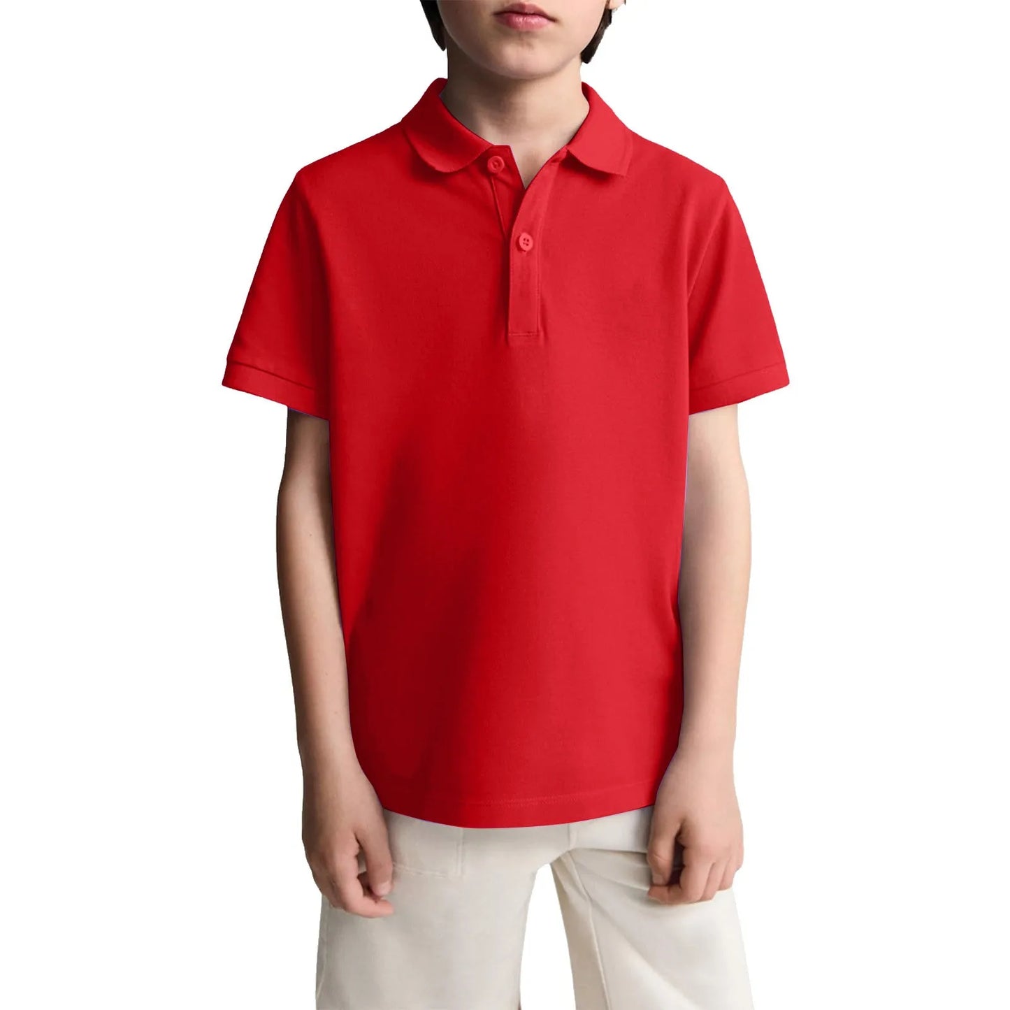 Polo Shirts Kids Basic Simple School Student Uniforms Class Uniforms Cultural Shirts Quick-Drying Turn-Down Collar for 6-11years