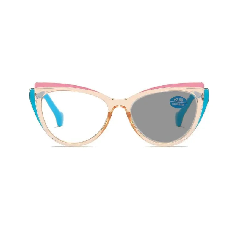 2025 New Fashionable Cat Eye Photochromic Women's Reading Glasses Retro Neutral High Quality Versatile Presbyopia Glasses