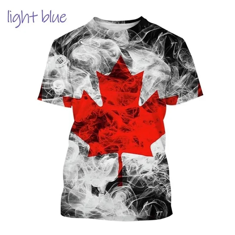 I Love Canada Flag Graphic T Shirt For Men Clothing Canadian Emblem Tee Shirts Unisex Women 3D Happy Canada Day Printing T-shirt