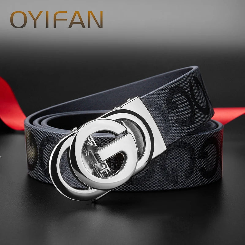 Men's genuine leather belt, ratchet belt, fashionable designer belt, men's popular style, high-quality genuine cowhide, durable
