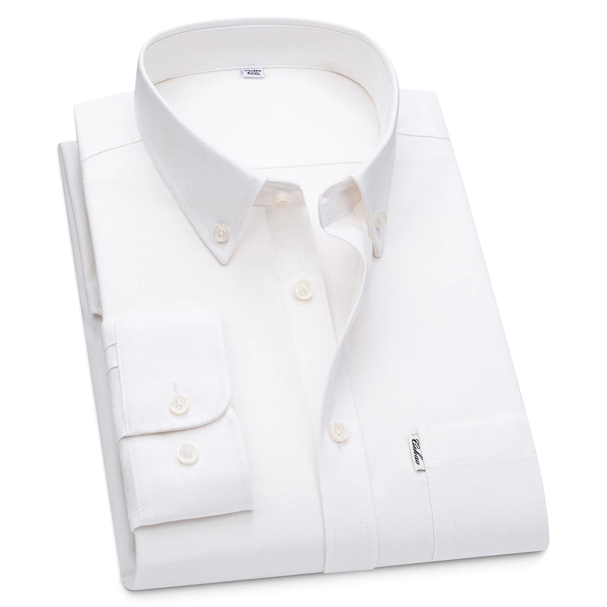 Men's Hard-wearing Comfortable 100% Cotton Long Sleeve Dress Shirt with Pocket, Spring Autumn Casual Oxford Button-Down Shirts