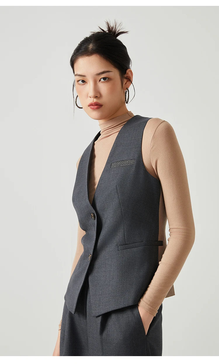 K2548W Luxury women's autumn suits vest wool office business wear formal Laidies woolen clothes