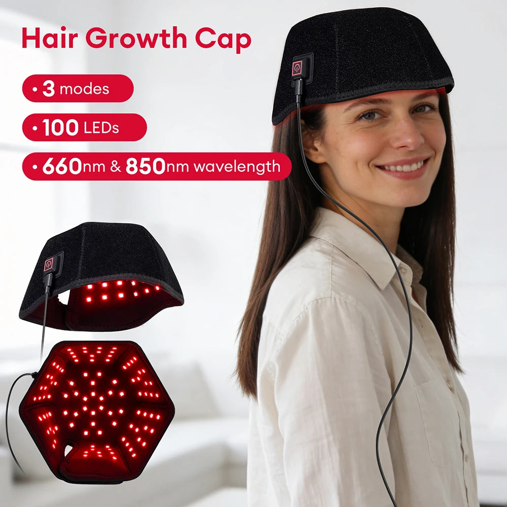 650nm+850nm Red Light Infrared Hair Growth Cap Hair Loss Treatment Hat Hair Regrowth Care Anti Hair Loss Restore Hair Thickness