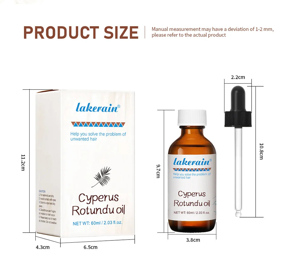 60ml Cyperus Rotundus Oil Nourish the Skin Ingredients are Safe Inhibit Hair Growth Wide Scope of Application Solve Hair Dense P
