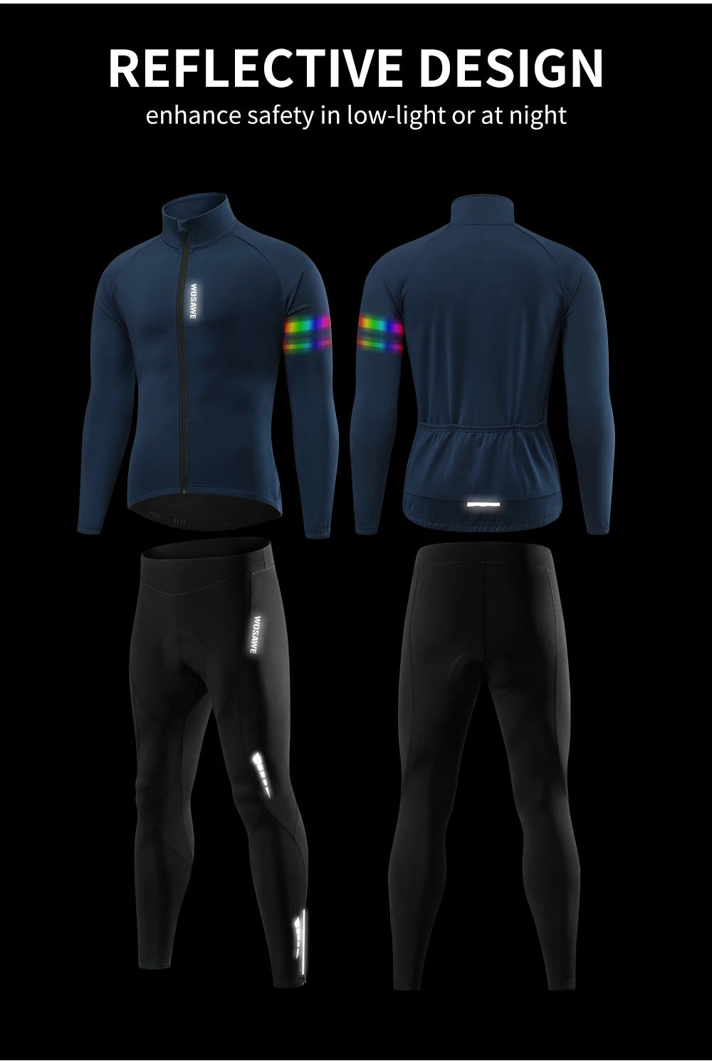 WOSAWE Winter Autumn Cycling Clothes Riding Suits Bicycle Men Long Sleeves Jacket Thickening Windproof Bike Jackets