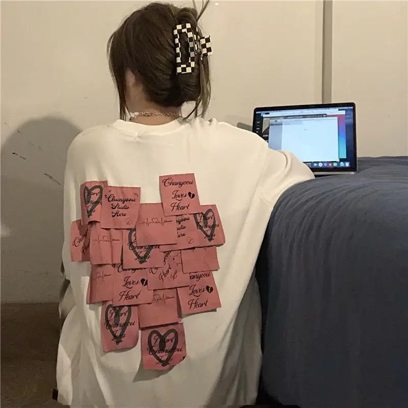 Patchwork Hoodies Women Loose Designer Korean Style Spring Fashion Leisure All-match Female Streetwear Students Ins Sweatshirts