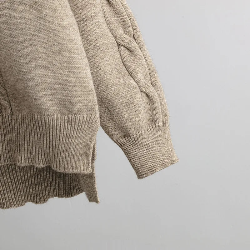 Women's Winter Knitted Suit Warm Loose Two Piece Sets With Hat Womens Outifits Sweater Oversize Casual Knitwear Autumn Suits