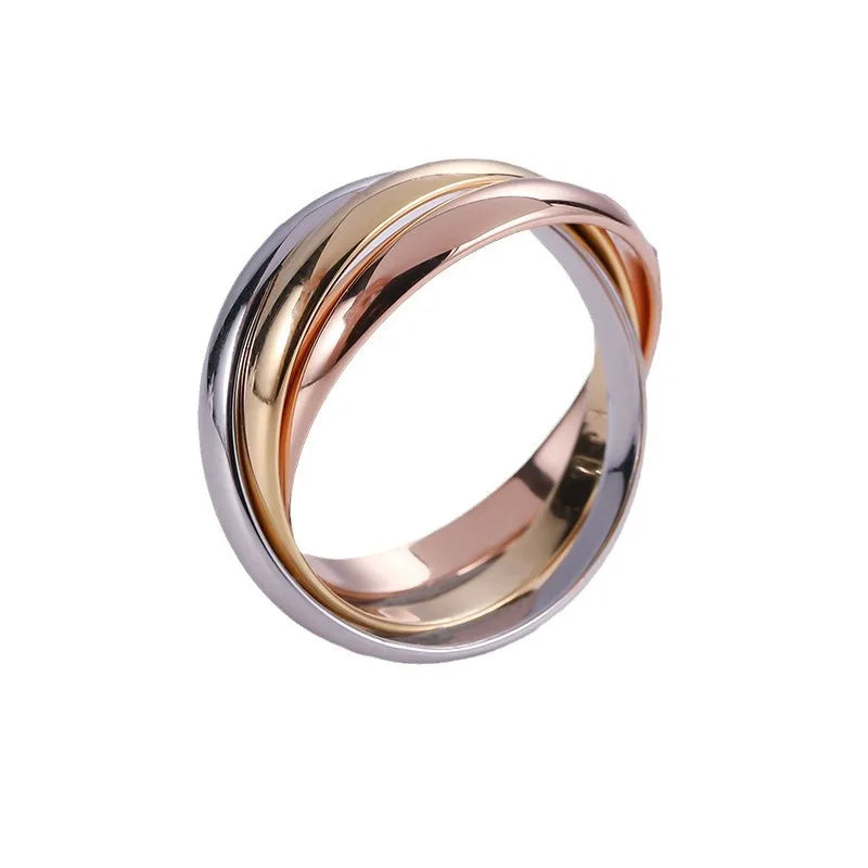 Sterling silver rose gold internet three-color ring