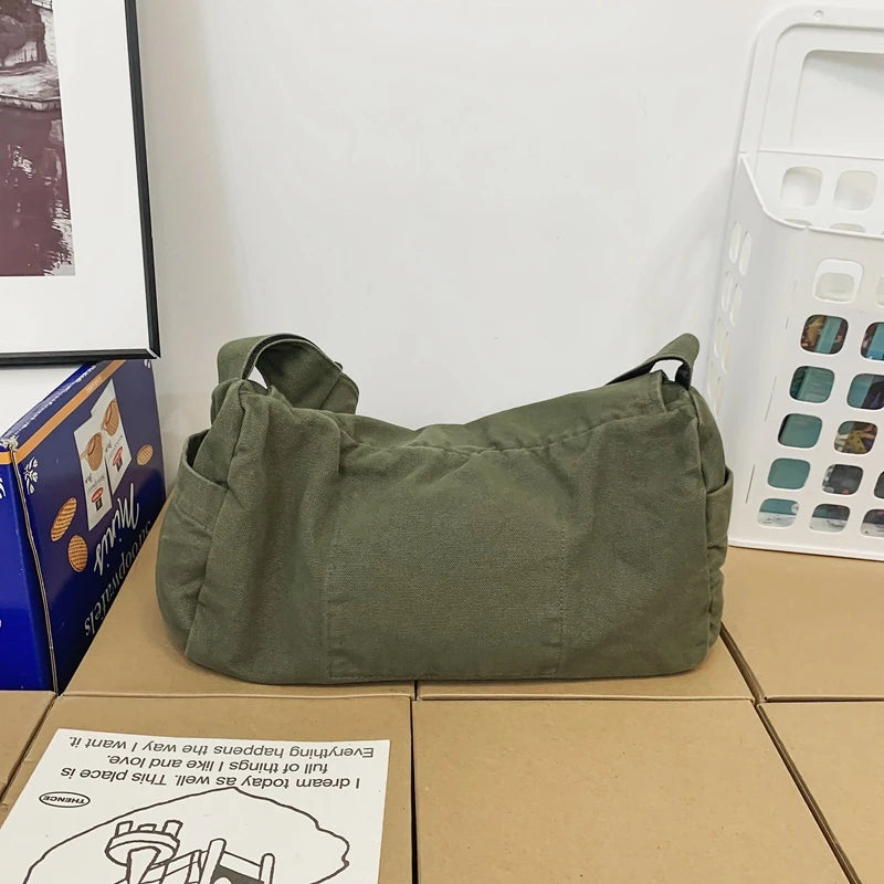 Women's Messenger Bag Vintage Handbag Canvas Teenager Shoulder Tote Bags Casual Handbag Crossbody Bag