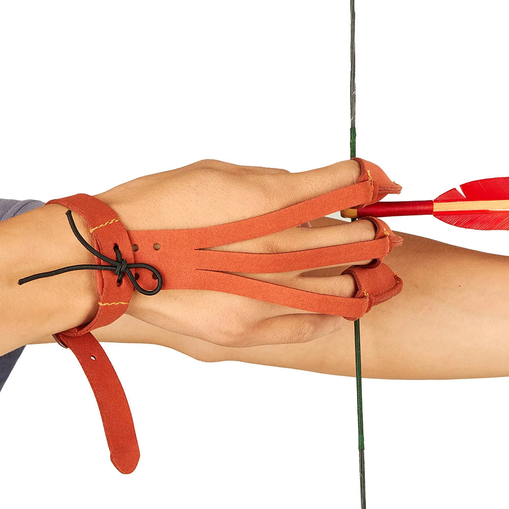 Archery Arm Finger Guard Leather Handguard Protector Adult 3 Finger Glove Left Right Hunting Shooting Safety Anti Slip Protect
