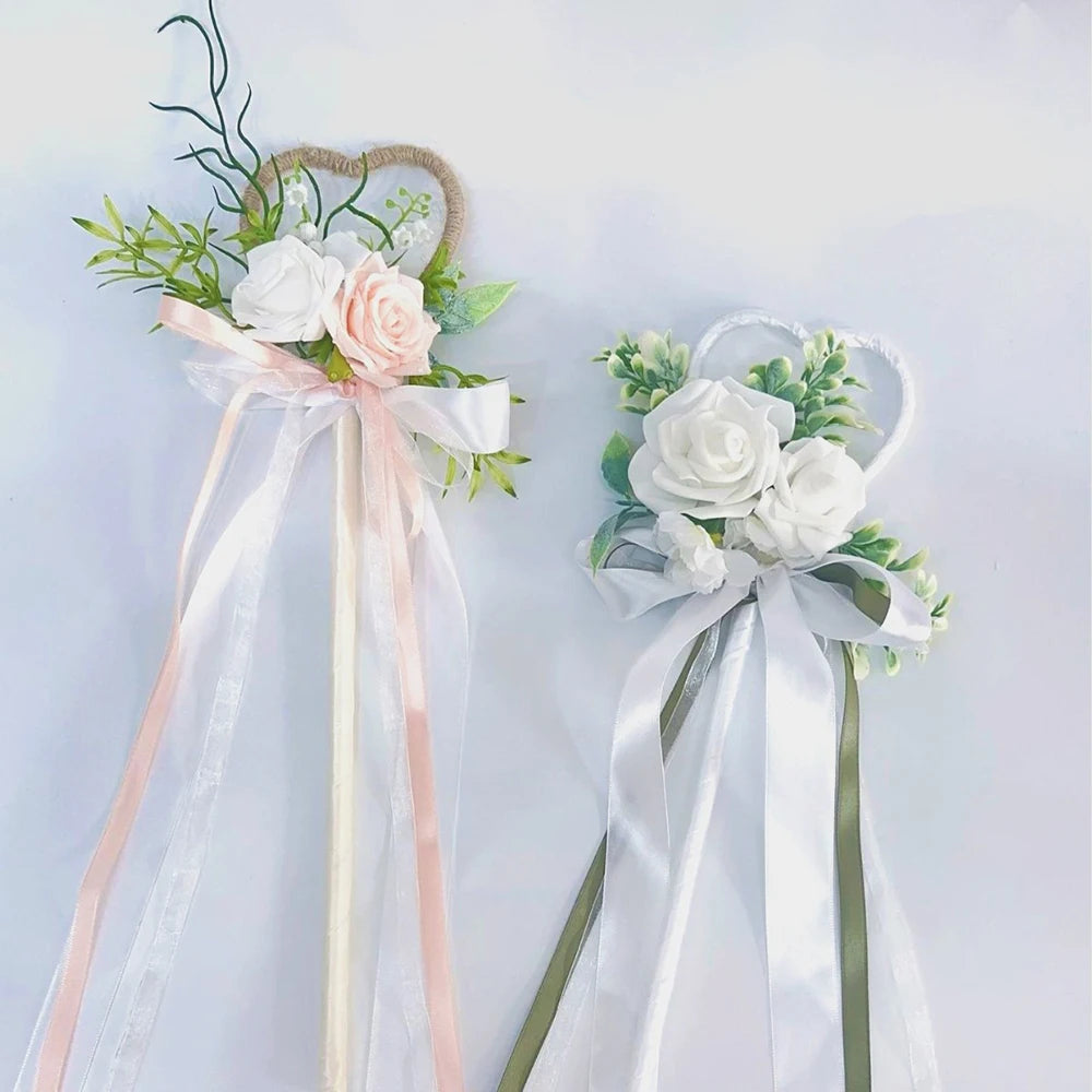 Wedding Love Fairy Wand, Flower Girl Wand Bridesmaids Holding Flower Wands Brides Holding Magic Wands Wedding Photography Props