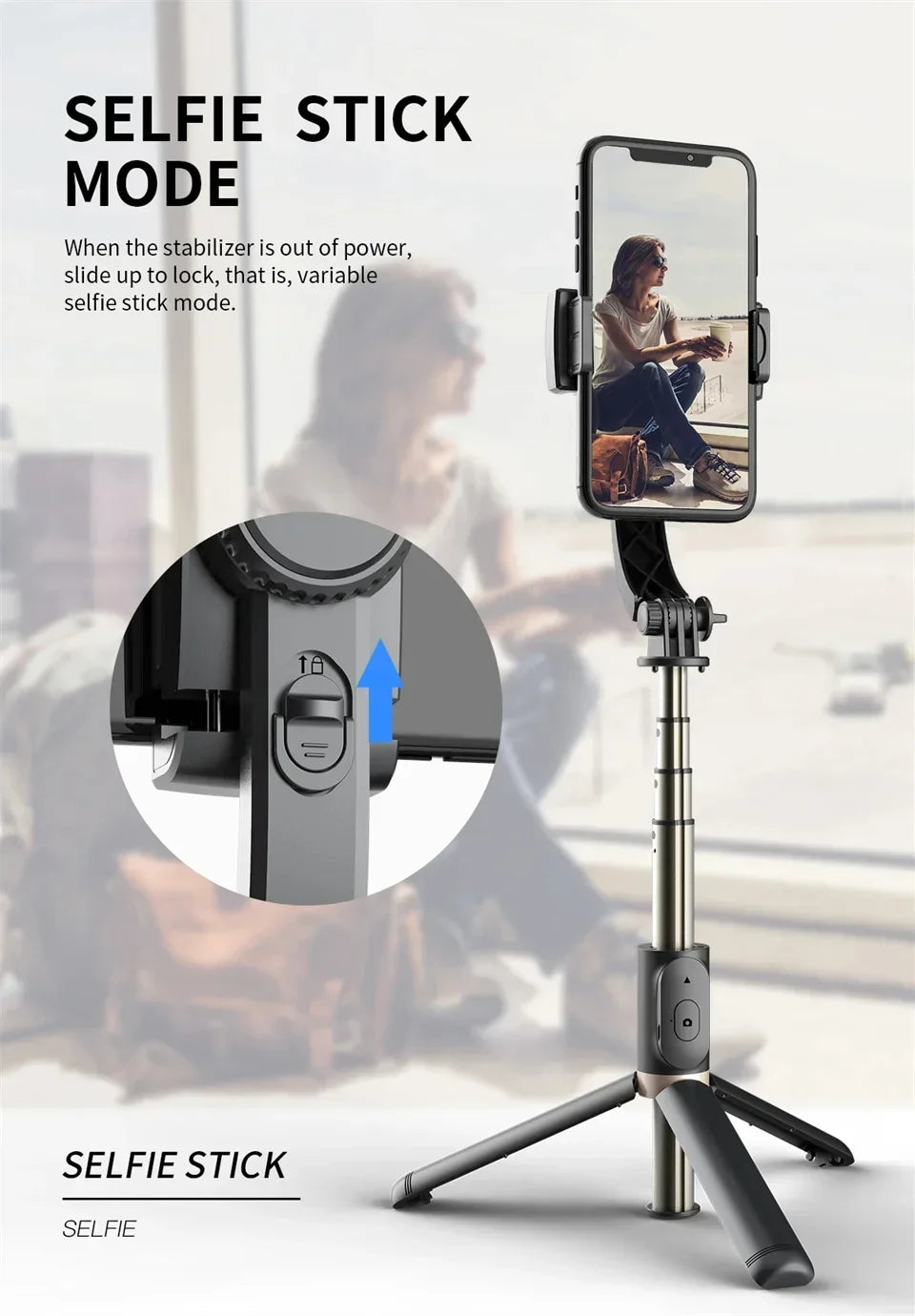 Q08 Gimbal Stabilizer Mobile Phone Video Stabilizer Bluetooth Selfie Stick Tripod for Smartphone Live Vertical Shooting Bracket