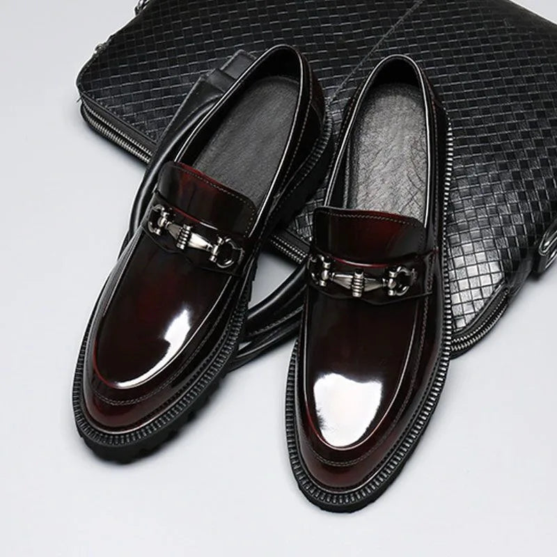 Men's Dress Leather Shoes Horse Street Buckle High Quality Men's Oxford Shoes Wedding Party Office Formal Shoe Large Size 38-48