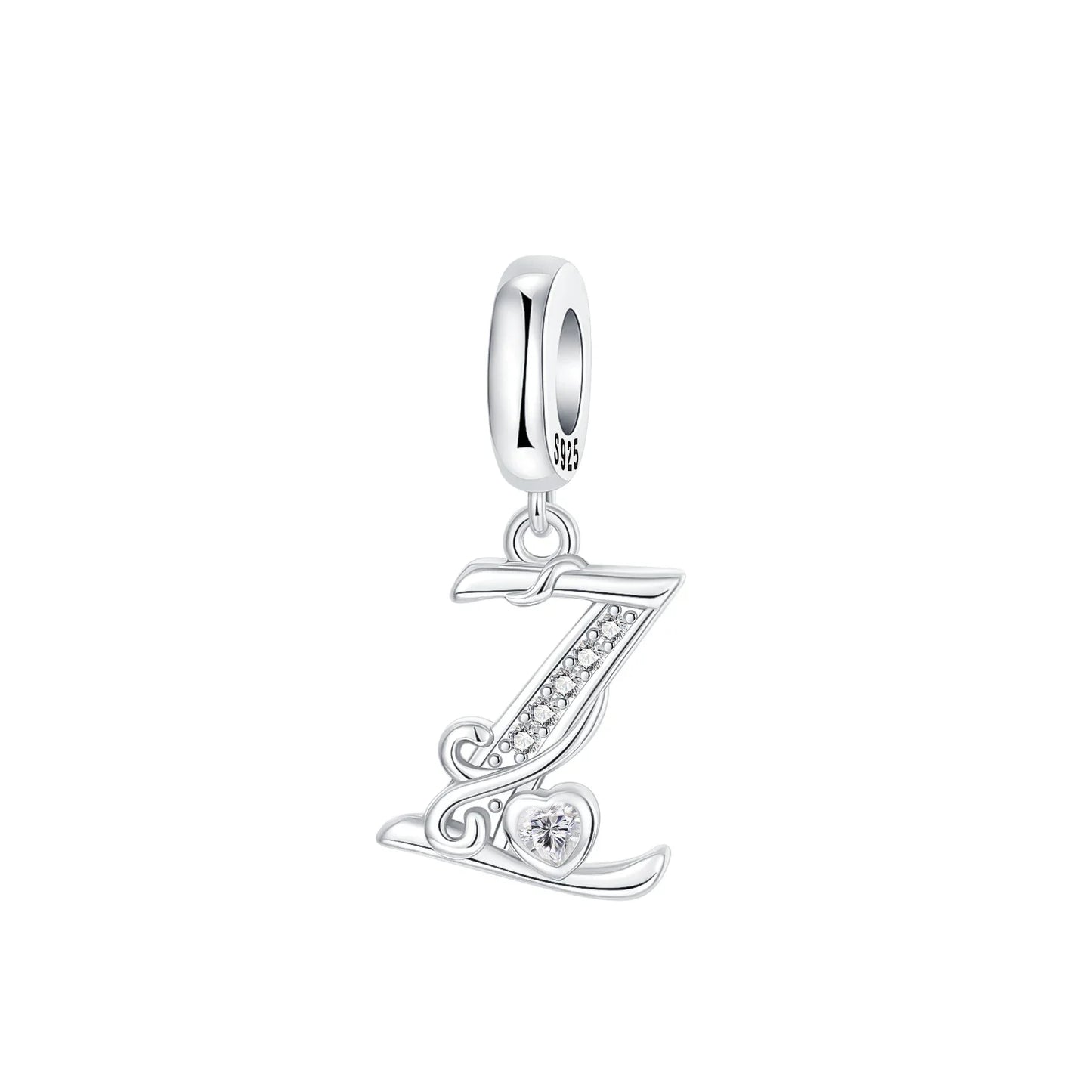 925 Sterling Silver Full series of A-Z letters pendant Charms For Original  Bracelet Charm Necklace Diy Female Jewelry