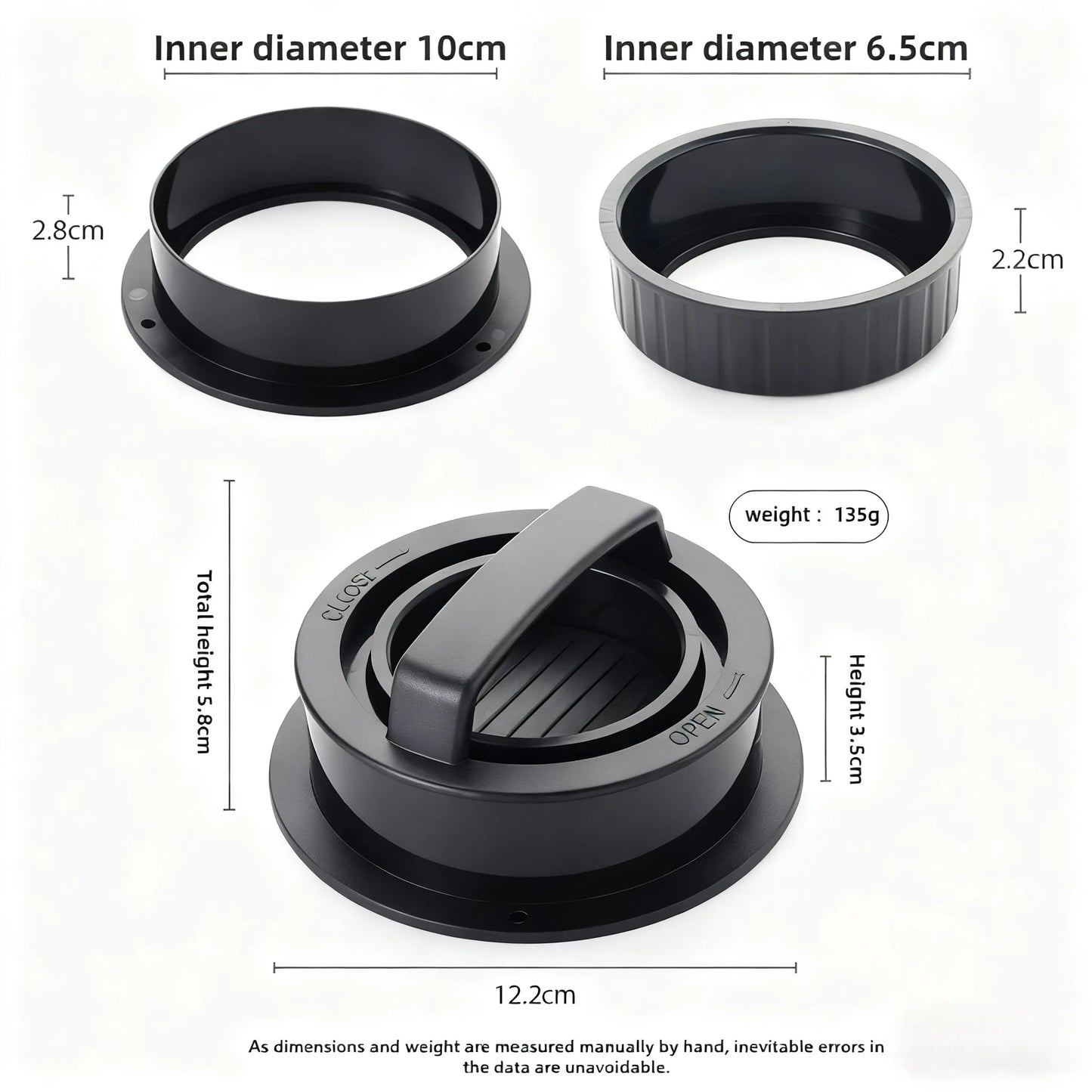 FAIS DU Hamburger Press Stuffed Burger Press 3 in 1 Hamburger Maker Mold Patty Maker Rings Molds Kit Kitchen Tool