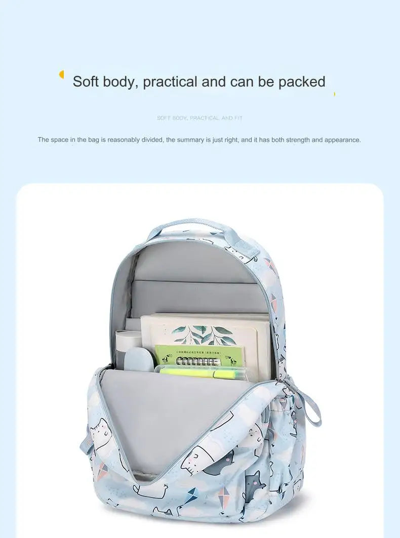 School Bags for Girls Cute Printing Cat School Backpack and Handbag Kawaii Children Backpack Back To School 2024 Mochila Escolar