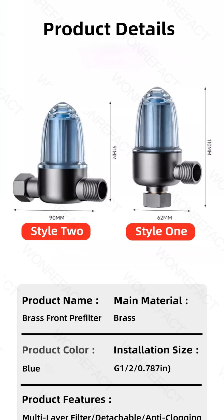 Shower Water Filter Stainless Steel High Pressure PreFilter Water Heater Purifier for Showers Sinks Spin Down Sediment Filter