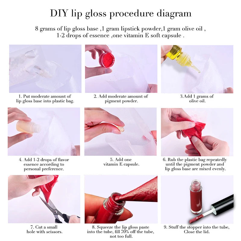 DIY Lip Gloss Base, Shimmering Lip Oil, Color, Clear Moisturizing Lip Gloss, Brightening, Naturally Plumping, Lip Gloss/Lipstick