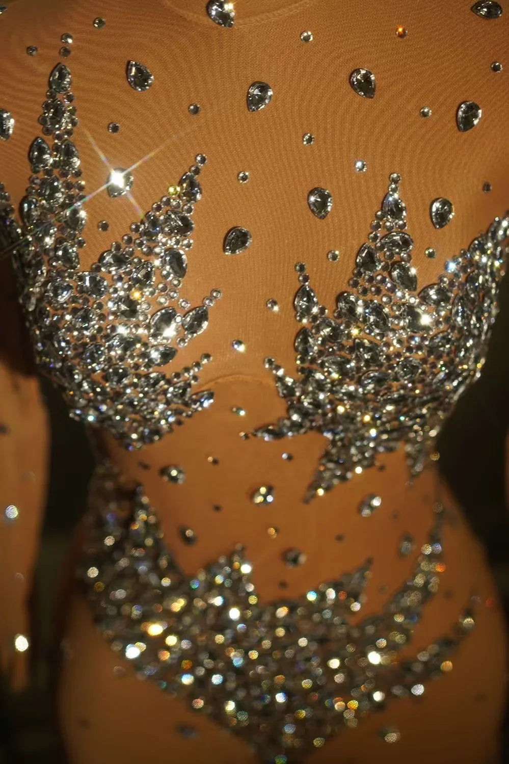 Sparkly Diamonds Halloween Jumpsuit Women Performance Dancer Costume Mesh Stretch Rompers Party Celebrate Outfit Stage Club Wear