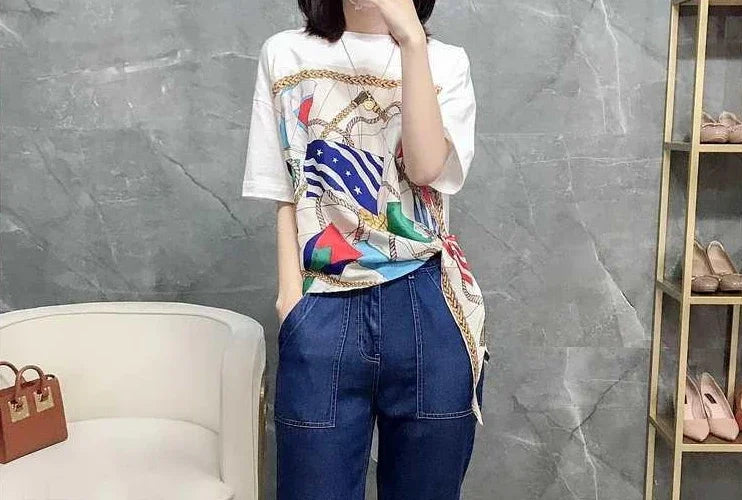 Tops Woman Short Sleeve Cotton Summer Outfit T Shirt for Women Baggy 2025 High Quality Korean Reviews Clothes Clearance Y2k Many
