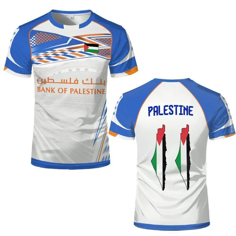 Palestine Flag Print T-shirt Breathable Training Soccer Jerseys For Men And Women Street-style Short-sleeved Crew Neck Tees