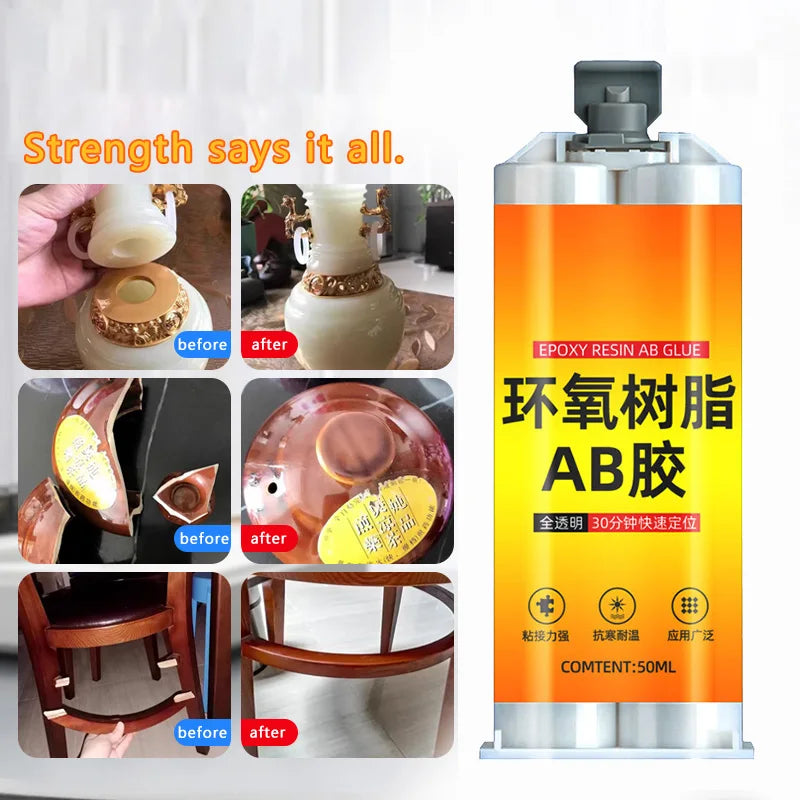 Epoxy Resin AB Adhesive Fast Drying Transparent High Adhesives Sealers Strong Liquid Glue For Metal Plastic Wood And Ceramic