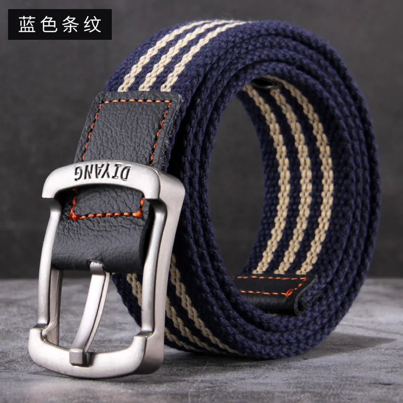 Belt, men's canvas buckle belt, casual work pants belt, young people's trend pants belt, versatile student trend fashion belt