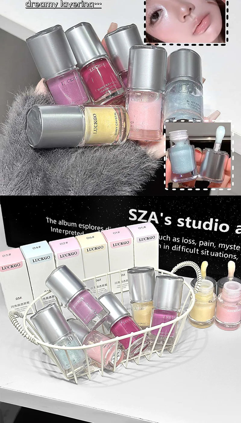 Shiny crystal through lips honey, moisturizing mirror moisturizing overlay, natural color lip glaze, moisturizing easy makeup