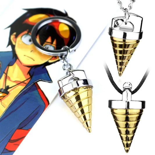 Cartoon Tengen Toppa Gurren Lagann Necklace Tengentoba Gulenlagan Core Drill Pendant Necklace Jewelry Accessories