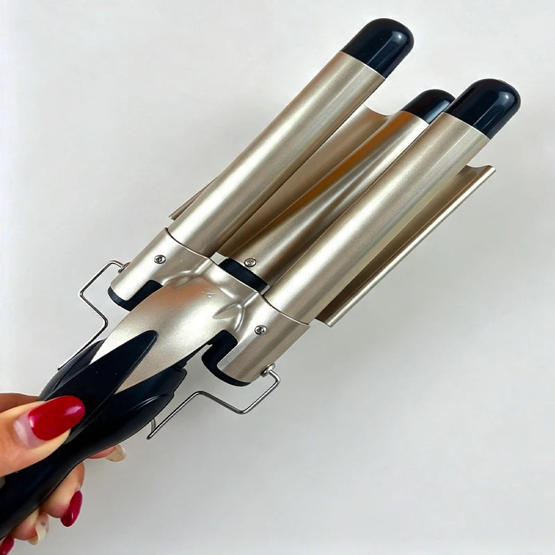 Professional curling iron - large curling three-tube curling iron - rod with water ripple and egg wave cross-border hair styling