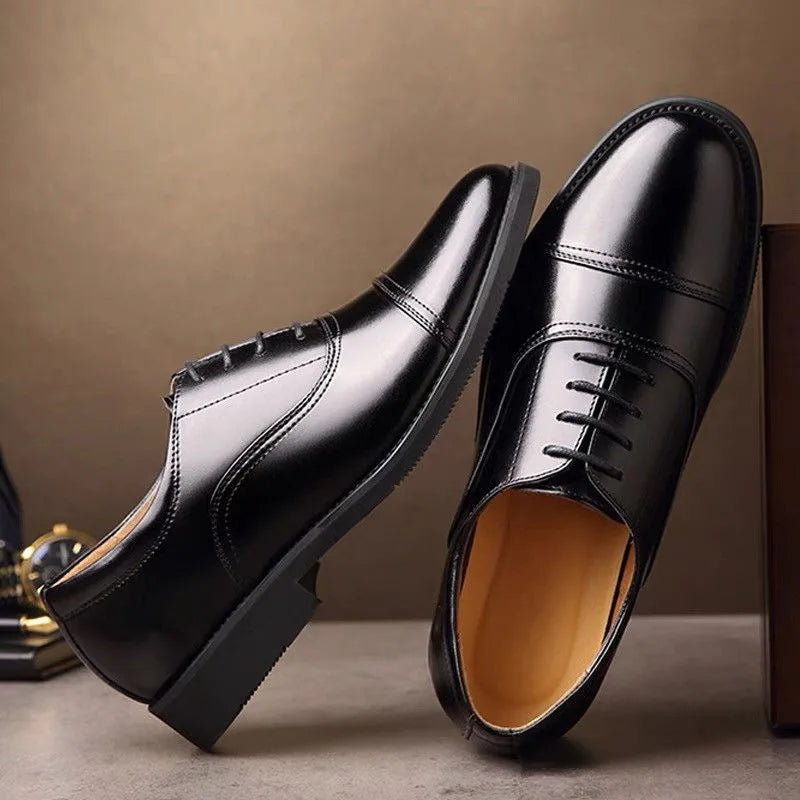 Men's Business Leather Shoes Trendy Slip-on Formal Shoes Men 2025 New Office Derby Shoes for Men Black Leather Social Shoe Male