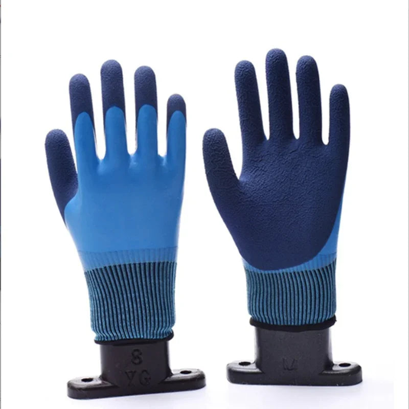 The Labor Protection Wear-resistant and Warm Gloves Are Double-layer Impregnated with Rubber Waterproof Anti-slip and Practical