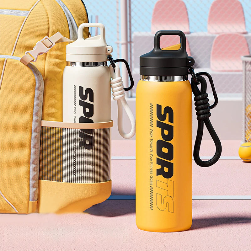New Insulated Water Bottle, Portable, Unisex, Outdoor Cycling Water Bottle, One Lid, Double Drinking Straw.