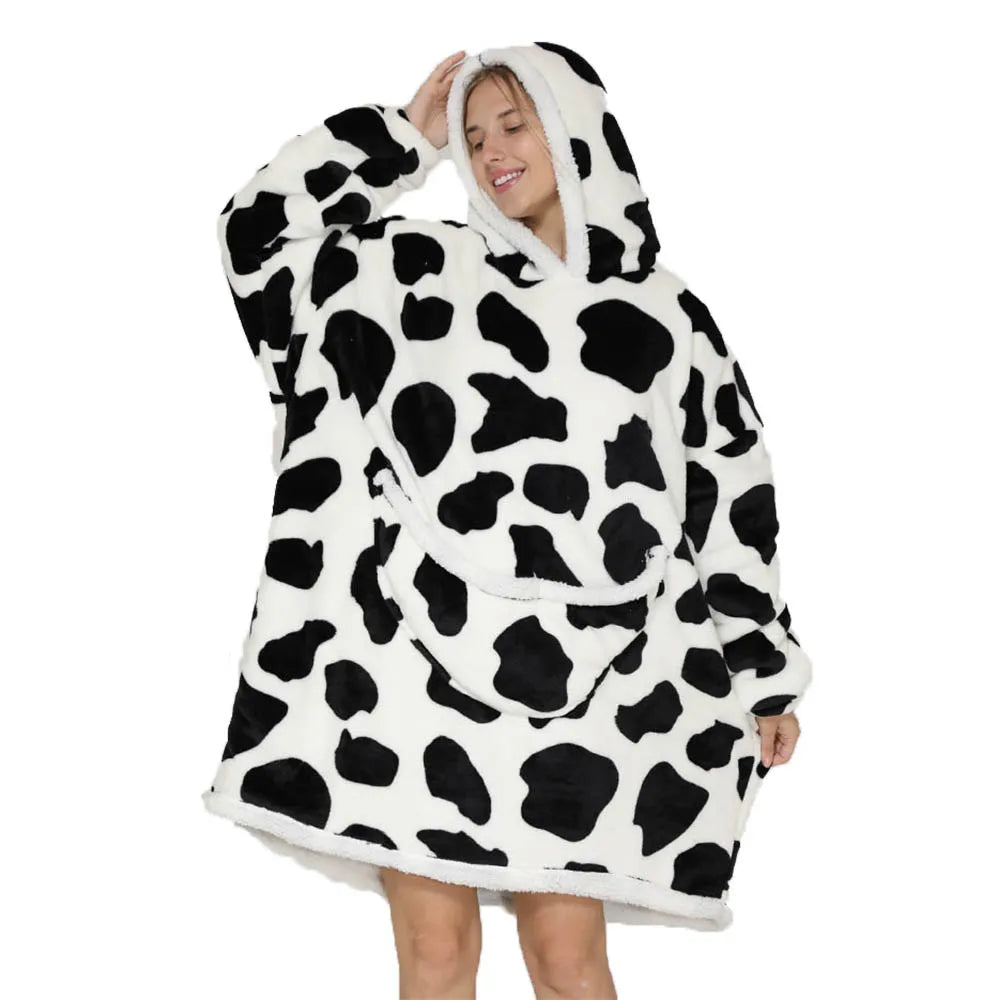 Oversized Blanket Hoodie with Big Pockets for Women Christmas Sweaters Hooded Cute Wearable Fleece TV Blanket for Couple Hoodies